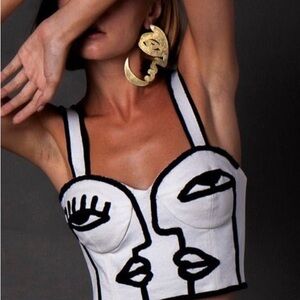 Maison Les Enerves Daria Corset Top - White Size M NWT